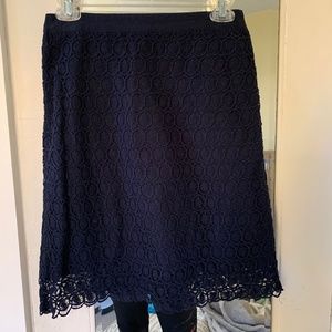 LOFT lace overlay skirt in navy.  Size 2